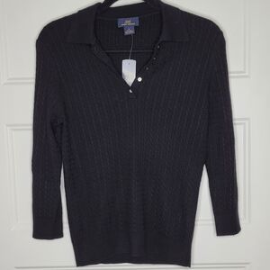 NWT Brooks Brothers "346" brand polo sweater silk & cashmere blend Size S